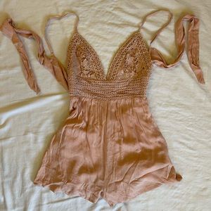 illa illa, Blush romper, crotchet top and tie back.
